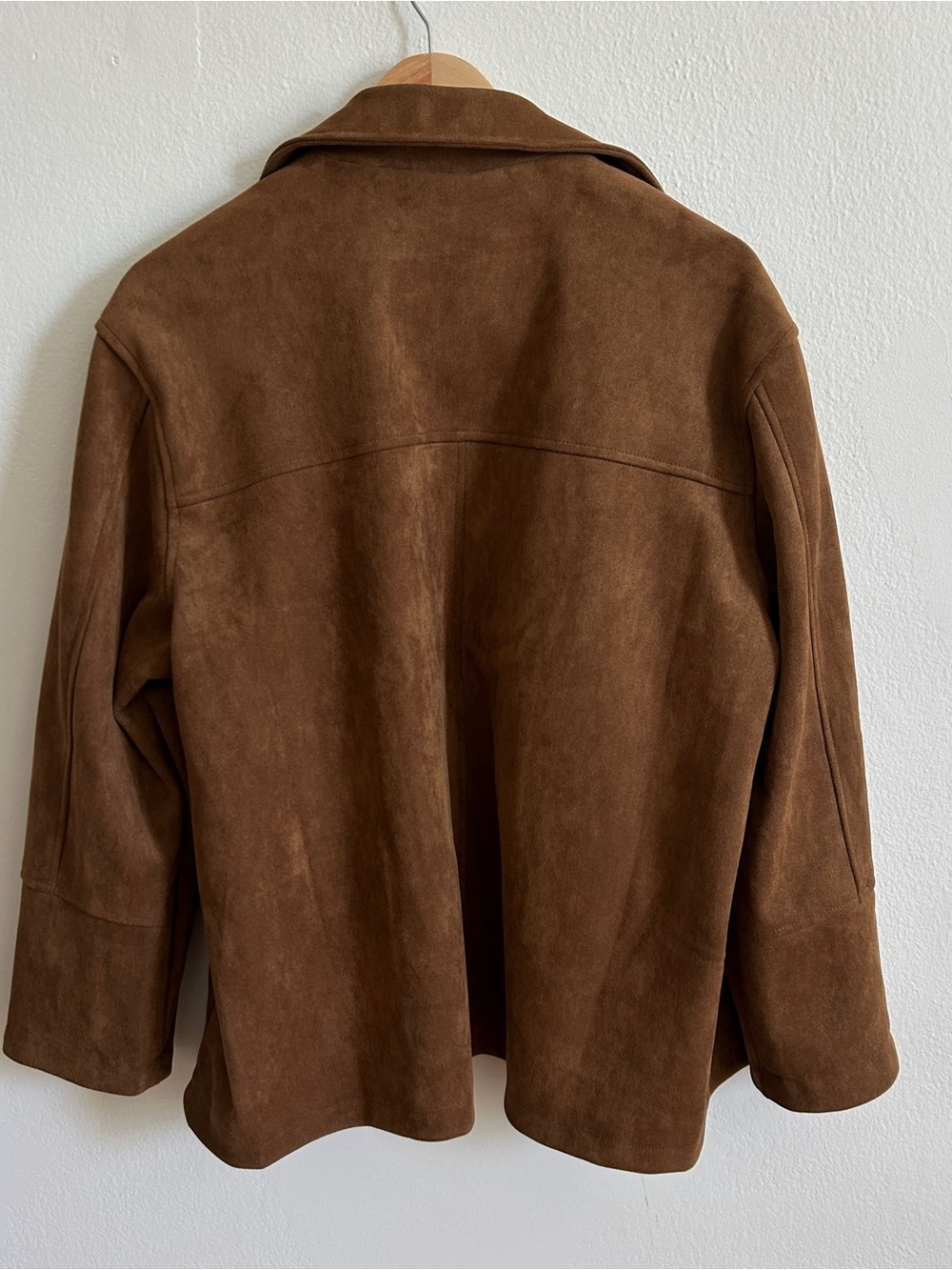 Classic Brown Suede Lightweight Shirt Jacket - Women's Casual Layer - Picture 9 of 9